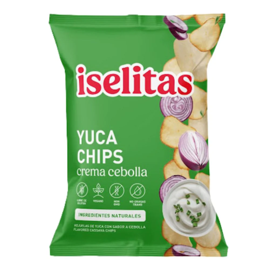 YUCA CHIPS CREMA Y CEBOLLA 180GR ISELITAS